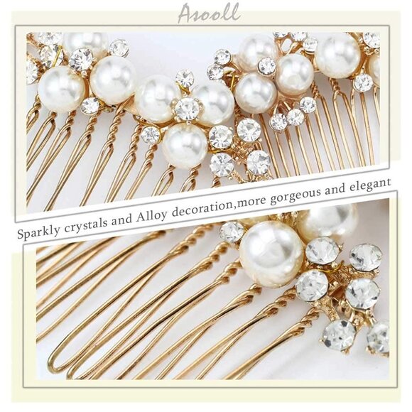 Elegant Gold and Pearl Hair Comb (only one piece available for sale) - Picture 5 of 7